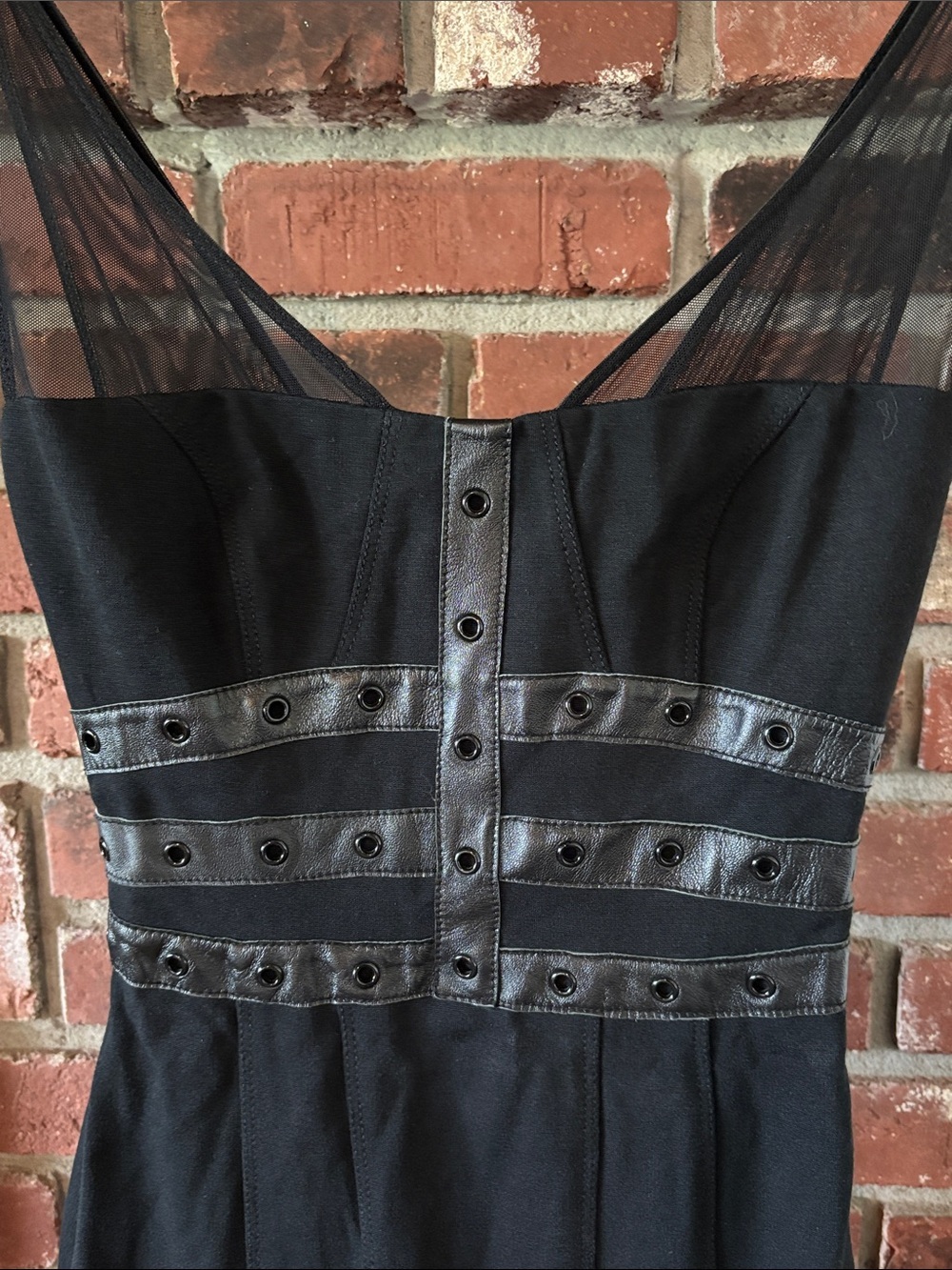 bebe Black Mermaid Dress with Faux Leather Trim Women’s Size 0 - Picture 3 of 10